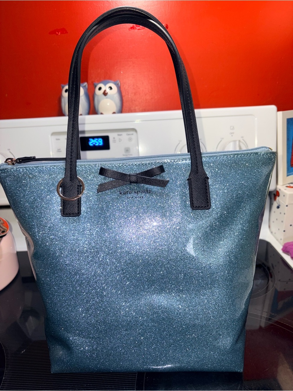 Kate Spade Mavis Street Jeralyn Tote in Lakesedge Blue w/Sparkly Glitter Finish